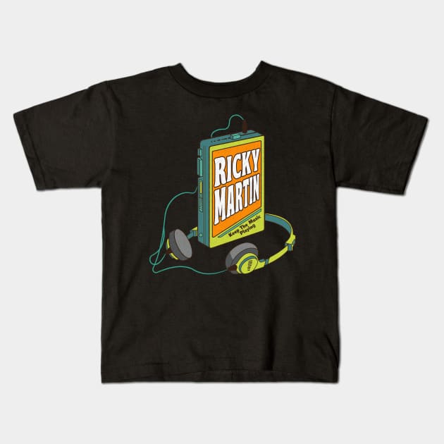 Ricky Martin / Retro Walkman Design / Retro Music Art Kids T-Shirt by EliseOB